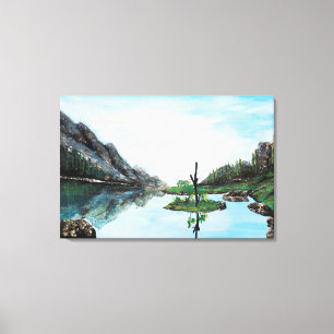 Lienzo Paisaje verde azul