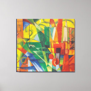 Lienzo Paisaje vintage con perro y ganado casero