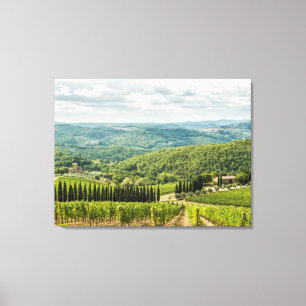 Lienzo Paisajes vitícolas por la mañana en Chianti.