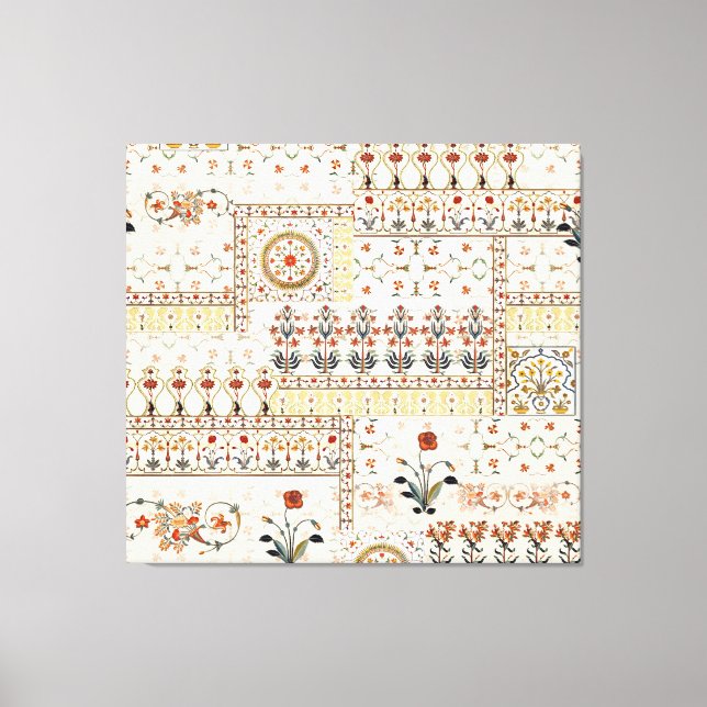 Lienzo Paisley floral mogol: Elegancia digital étnica. (Anverso)