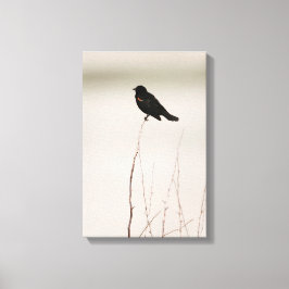 Lienzo Pajarita Rojo En Rama