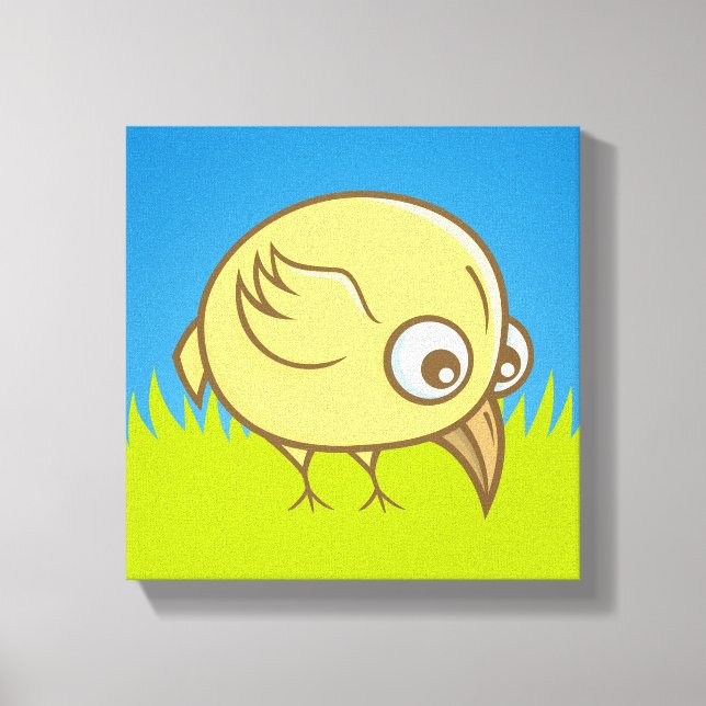 Lienzo Pájaro amarillo de dibujos animados (Anverso)