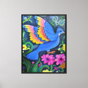 Lienzo Pájaro azul en un jardín