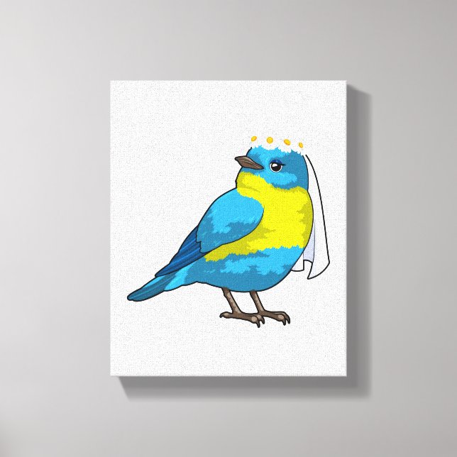 Lienzo Pájaro como Novia con Corona de flores (Anverso)