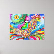 "Pájaro de ensueño" Un colorido gallo surrealista