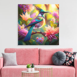 Lienzo Pájaro de Jay Fantasy con cabeza verde