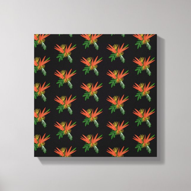Lienzo Pájaro de Paraíso Acuarela Tinta Tropical Boda (Anverso)