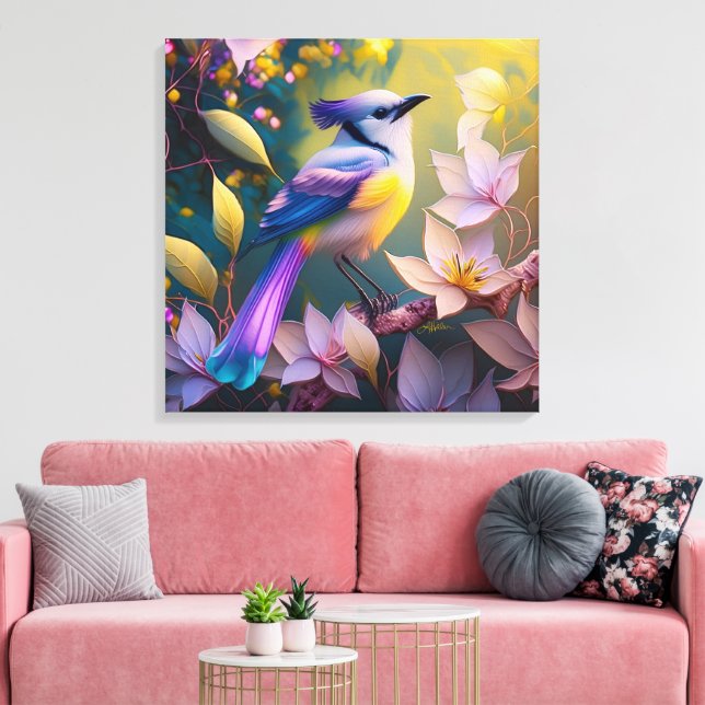 Lienzo Pájaro Fantasía de Pecho Amarillo con Cresta Viole (Insitu (Sala de estar))