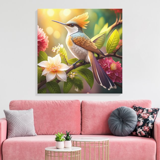 Lienzo Pájaro Fantasía Melífago Crestado Dorado (Insitu (Sala de estar))