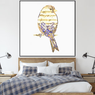 Lienzo Pájaro Lindo con Notas Musicales Personalizar 