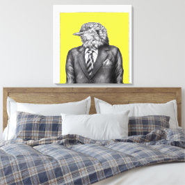 Lienzo Pájaro muerto con traje negro (amarillo retro)