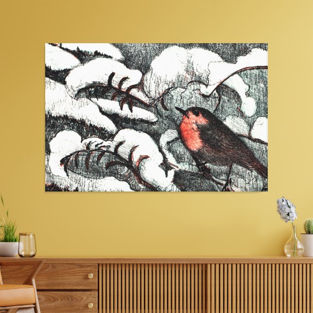 Lienzo Pájaro Robin de estilo Art Nouveau holandés en inv (Insitu (Sala de estar))