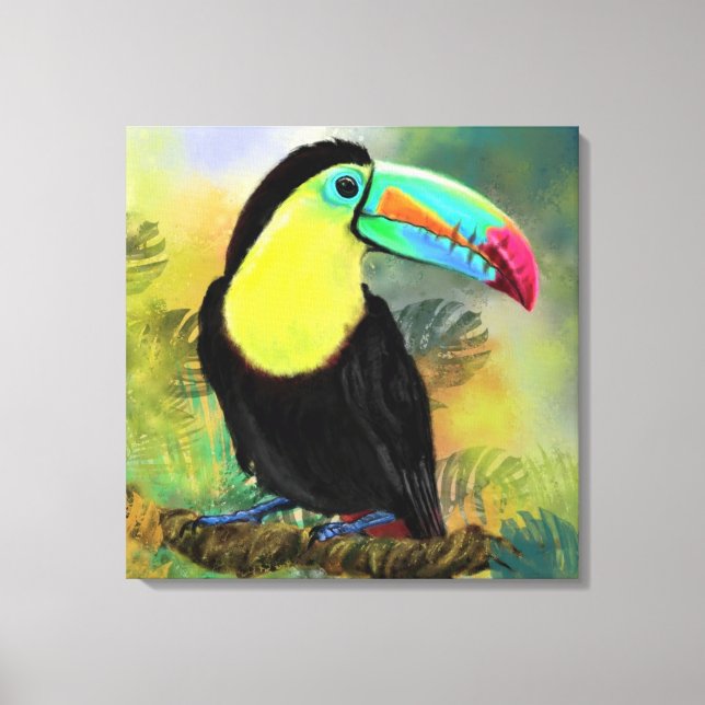 Lienzo Pájaro Toco Tropical Toco Toucan Exótico - Pintado (Anverso)