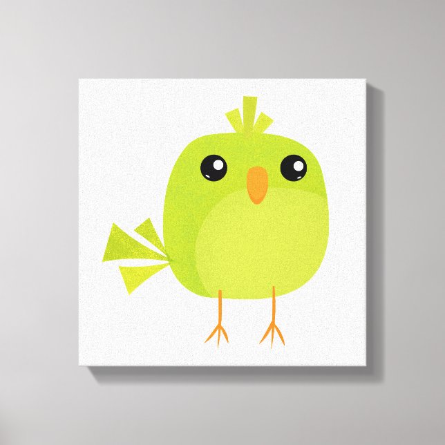 Lienzo Pájaro Verde Dibujos Animados   (Anverso)