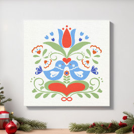 Lienzo Pájaros de amor y flores