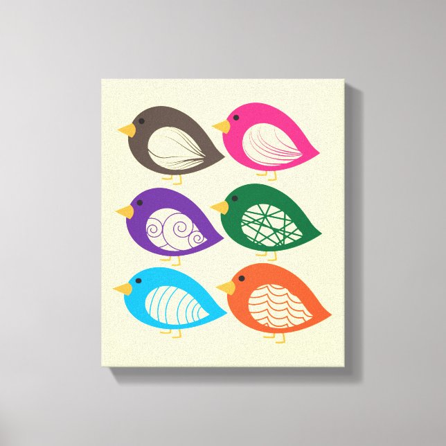 Lienzo Pájaros extravagantes y coloridos (Anverso)