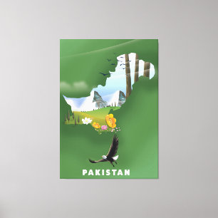 Lienzo Pakistán ilustró un mapa de viajes.
