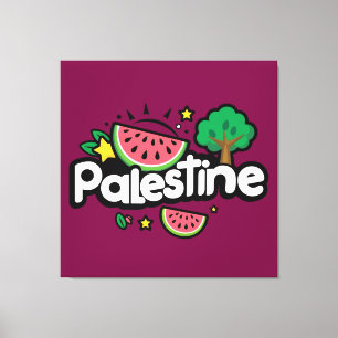 Lienzo Palabra palestina escueta rodeada por un árbol de 