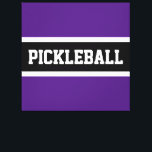 Lienzo Palabras negrita Purple Black Sports Letters PICKL<br><div class="desc">Este divertido diseño presenta grandes letras deportivas dentro de una amplia franja negra realzada con rayas blancas sobre un brillante fondo de color púrpura real. Los colores y el texto de PICKLEBALL de este diseño de plantilla se pueden personalizar.</div>
