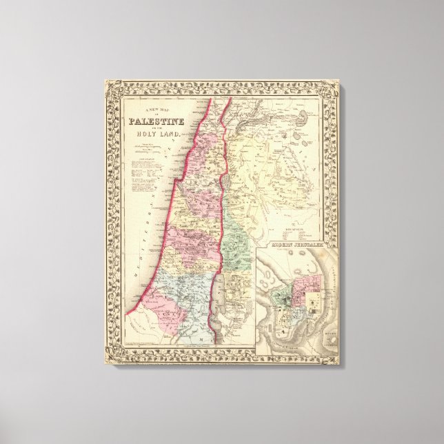 Lienzo Palestina, Mapa de Jerusalén por Mitchell (Anverso)