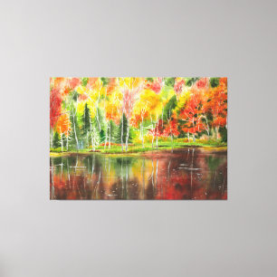 Lienzo Paleta de otoño acuarela original