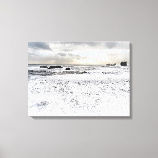 Lienzo Pálido paisaje marino espumoso, Islandia (Anverso)