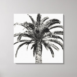 Lienzo Palm Tree de Isla Tropical Retro en blanco y negro