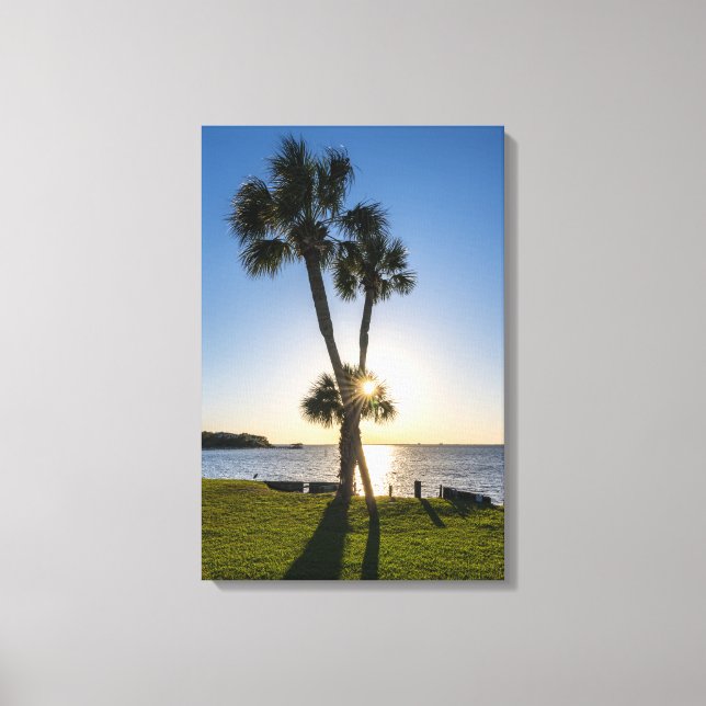 Lienzo Palm Tree Scissors Silhouette Canvas Print (Anverso)