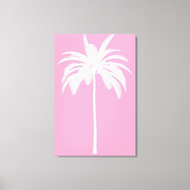 Lienzo Palm Tree Vintage White Pink Tropical Elegante (Anverso)