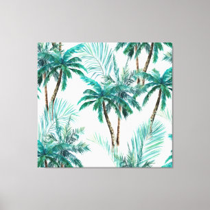 Lienzo Palm tropical: Patrón de jungla acuarela.