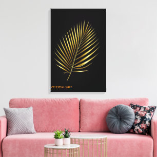Lienzo Palma Frondosa Dorada Majestuosa Arte Tropi