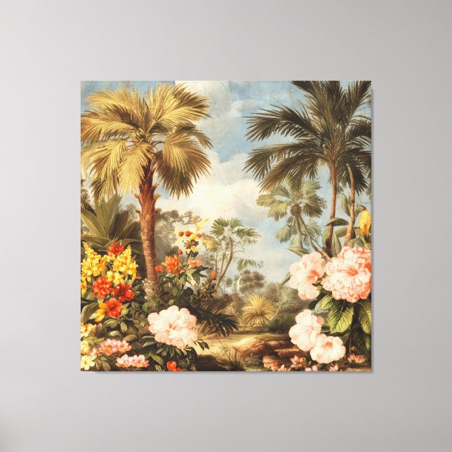 Lienzo Palmas Tropicales Botánicas Vintage (Anverso)