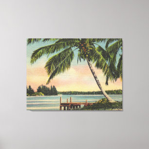 Lienzo Palmera de coco vintage Brisa tropical Atardecer