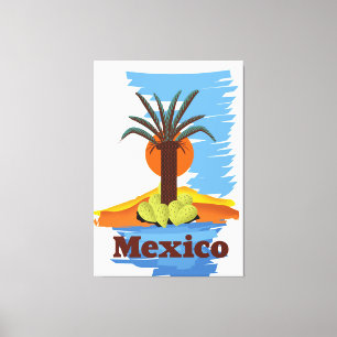Lienzo Palmera de dibujos animados mexicana vintage