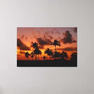 Lienzo Palmeras al atardecer - rojo