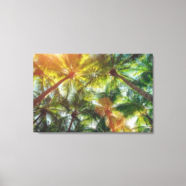 Lienzo Palmeras de coco en la playa (Anverso)