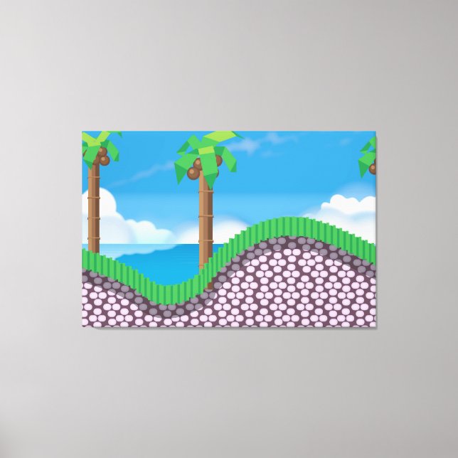 Lienzo Palmeras de videojuegos vintage. (Anverso)