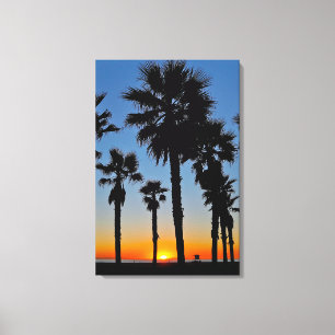 Lienzo Palmeras del atardecer de Huntington Beach - John