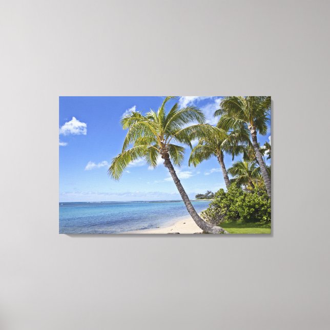 Lienzo Palmeras en la playa de Hawaii. (Anverso)