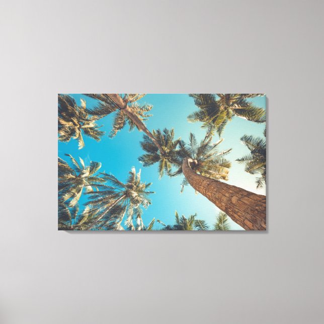 Lienzo Palmeras en la Playa Tropical (Anverso)