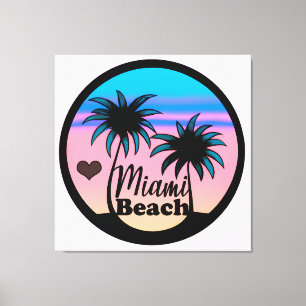 Lienzo Palmeras rosas y azules de Miami Beach