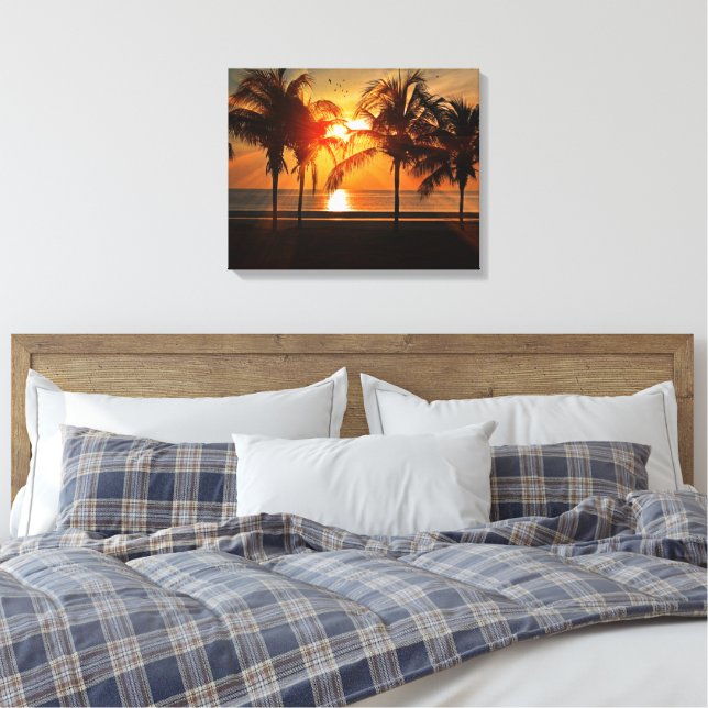 Lienzo Palmeras Tropicales de Playa Golden Sunset (Insitu(Dormitorio))