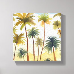 Lienzo Palmeras Tropicales | Pintura Acuarela de Playa