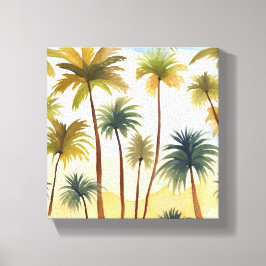 Lienzo Palmeras Tropicales | Pintura Acuarela de Playa
