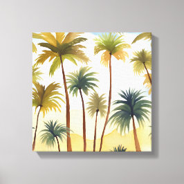 Lienzo Palmeras Tropicales | Pintura Acuarela de Playa