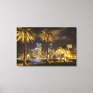 Lienzo Palmeras y CBD en la noche, Sydney, Nuevo Sur