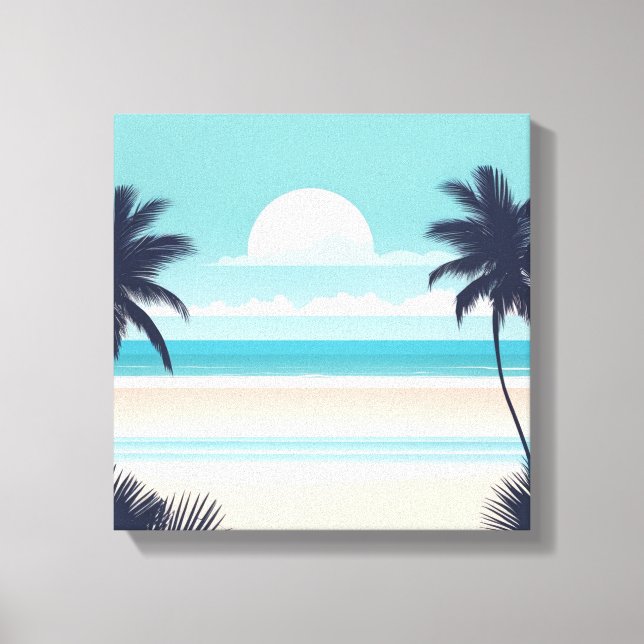 Lienzo Palmeras y el panorama de la playa de la Luna (Anverso)