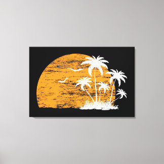 Lienzo Palmeras y pájaros tropicales