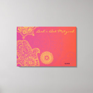 Lienzo Palo Mitzvah de la lona de Hemsa Rótulo-En el