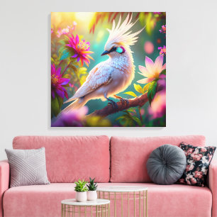 Lienzo Paloma de Fantasía con Pluma Crestada Juvenil